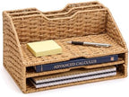 RattanView Desk File Organizer, Woven Mail Organizer Countertop, Paper Rope by RattanView