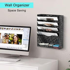 EasyPAG Desk File Organizer Heavy Duty Metal Wall Mount File Holder 5 Tier Mail Paper Folder Holder with Bottom Tray for Office Home Cubicle Countertop, Black - Image 6