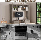 Desk Shelf with Computer Monitor Stand, 37.4''W Desktop Bookshelf - Image 4