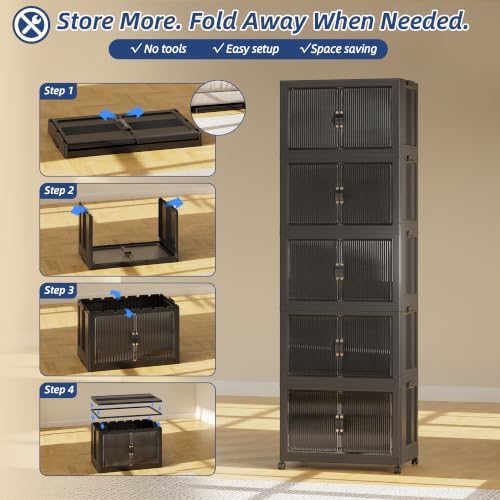SAILUN Stackable Storage Bins with Lid, 622QT 5 Pack Black - Image 6