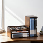 Wooden Desk Organizer with File Sorter, Stackable Paper Tray & Mail Holder - Image 2