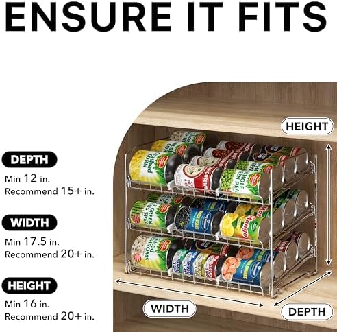 Simple Houseware 3-Tier Stackable Can Organizer Rack Hold 36 Cans, Chrome - Image 4