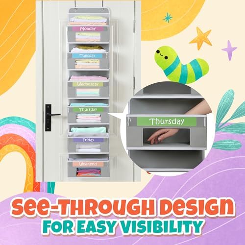 Weekly Clothes Organizer for Kids, Hanging Closet Daily Outfit Storage - Image 5