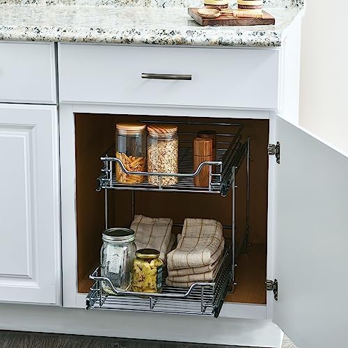 Household Essentials Chrome-Plated Steel Dual-Tier Slide-Out Organizer - Image 3