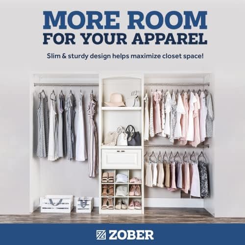 Zober Velvet Hangers 50 Pack - Heavy Duty Gray Hangers for Coats, Pants & Dress Clothes - Non Slip Clothes Hanger Set - Space Saving Felt Hangers for Clothing - Image 5