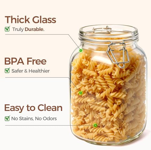 ComSaf Square Glass Jars with Airtight Lids 51 oz 3 Pack Wide Mouth - Image 4