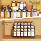 BOIVSHI 4 Tier Spice Rack for Cabinet, Spice Rack Organizer, Depth Adjustable Spice Holder for Countertop, Cupboard, Pantry, Seasoning Shelf, Metal, Black (1 Pack) - Image 3