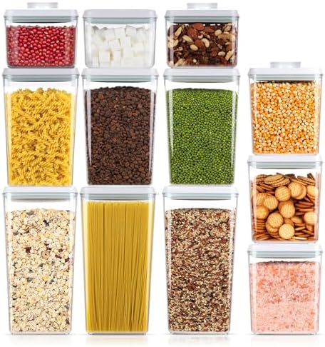 Melovom 12 Pcs Pop Food Storage Containers Airtight Food Storage Containers Set with Lids Kitchen Pantry Organization and Storage, 3.4Qt, 2.8Qt, 2.1Qt, 1.2Qt by Melovom
