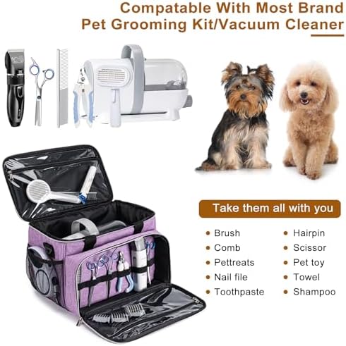 Dog Grooming Vacuum Bag, Pet Grooming Kit Bag Perfect for Dog Hair Vacuum & Grooming Tool Kit Accessories- Purple - Image 5