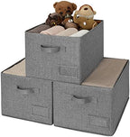 GRANNY SAYS Closet Shelf Baskets with Label, Dark Gray, Extra Large, 3-Pack by GRANNYSAYS