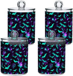 4 Pack Qtip Holder Dispenser with Lids, Colorful Gothic Bats Plastic Storage Containers,Bathroom Canisters Organizer for Cotton Ball, Cotton Swab, Cotton Round Pads, Floss 21216735 by Unknown