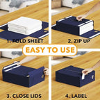 SpaceAid 3 Pack Bed Sheet Organizers and Storage, Foldable Sheet Organizer for Linen Closet, Sheets Set Folder Keeper with Window XL (Queen & King Size) Bedding Container (Navy Blue, 3 Pack) - Image 3