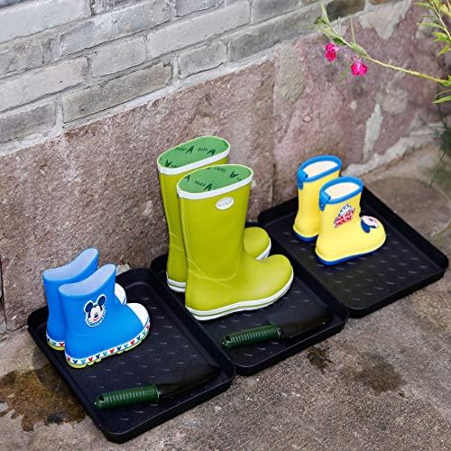 Boot Tray 3-Pack, Shoe Tray for Entrance (13.8X10.8X1.2in) Rubber Plastic Boot Tray for Floor Protection, Rain and Snow Wet Shoe Drip Tray for Indoor and Outdoor, Multipurpose Mat Tray- black - Image 3