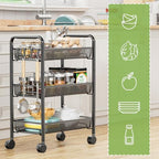 JANE EYRE 3-Tier Rolling Utility Storage Rack Cart on Wheels, Trolley Craft cart, Multi-Purpose Organizer Shelf, Black - Image 2
