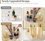 Aveniee 360 Rotating Makeup Organizer for Vanity, Upagraded Perfume Skincare Bathroom Counter Organizers with Brush Divider, Two Tier Spinning Lipstick Cosmetic Lotion Storage,White - Image 2