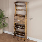 Brown Hidden Shoe Cabinet with 3 Flip Drawers & Coat Rack, Entryway - Image 2
