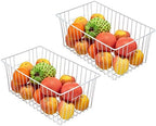 Large Wire Storage Baskets Freezer Organizer Baskets, Farmhouse Metal Wire Baskets Bins, Household Storage Basket with Handles for Kitchen, Cabinets, Pantry, 4 Packs (16" (L) x 9.8 (W) x 7" (H)) - Image 2