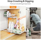 PXRACK Under Sink Organizer, Adjustable Height, 2 Tier Pull Out Under Cabinet Organizer, Slide Out Thickened Metal Under Sink Storage for Kitchen Bathroom Laundry Pantry Cabinet, White, Large-2-Pack - Image 4