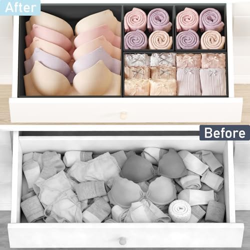 DIMJ Drawer Organizer Clothes, 30 Pack Dresser Organizer, Foldable Closet Organizers and Storage, Fabric Dresser Bins, Drawer Dividers for Nursery, Baby Clothes, Underwears, Sock,Black - Image 6