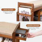 PETKABOO 31.5" Shoe Bench with Coat Rack Hidden Drawer and Side Holder, 2 Tier Entryway Bench with Storage, Bamboo Shoe Rack with Cushion for Entryway Hallway Living Room Bedroom - Image 3