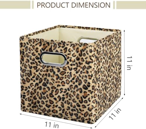 ANMINY Leopard Cheetah Print Storage Cubes Bins, Velvet, Brown, 11Inch 6PCS - Image 5