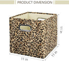 ANMINY Leopard Cheetah Print Storage Cubes Bins, Velvet, Brown, 11Inch 6PCS - Image 5