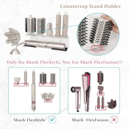 Affogato Wall Mount Holder Compatible with Shark FlexStyle, Acrylic Wall Mounted Organizer for Storage Attachments, Rack with Cord Hanger for Accessories Curlers Brushes Diffuser - Image 2