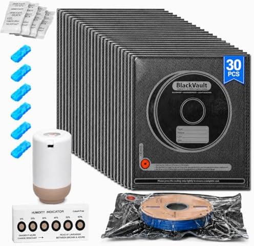3D Printer Filament Storage Kit, 30 Vacuum Bags with Pump & Humidity Cards by Unknown