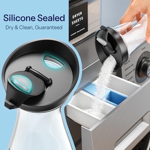2+1+2 Pack Laundry Pods Container & Dryer Sheet Holder with Lid, Black - Image 4