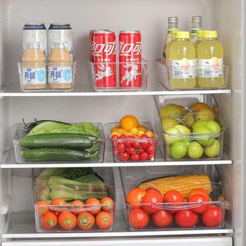3 Pcs Refrigerator Drawer Organizer ,Fridge Organizer Bins on Wheels, Roll Out Pantry Storage Bins with Handle Upgrade Thick Plastic Pantry Storage Bins for Kitchen Organization - Image 2