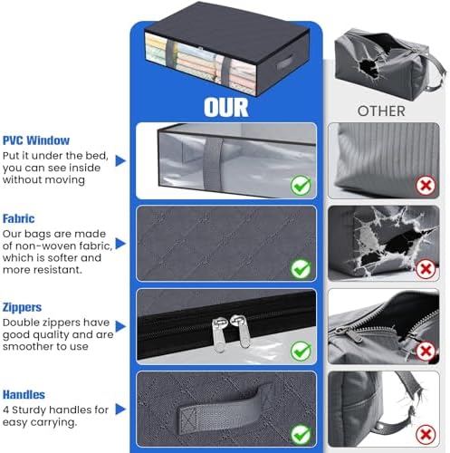 TasticTotes 6 Pack Under Bed Storage Containers, 60L Blanket Storage Bags - Image 6