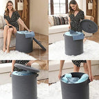 16x18 Inch Extra Large Round Cotton Rope Storage Basket with Lid, Decorative Woven Bin with Cover for Living Room Bedroom Closet, Dark Grey - Image 6