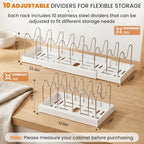 2 Pack Expandable Pot Lid Organizers with 10 Adjustable Dividers - Image 2