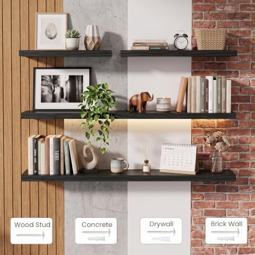 24 Inch Floating Shelves for Wall 2 Pack, Wood Wall Bathroom Shelves - Image 7