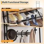Jojoka 4-in-1 Entryway Coat Rack Hall Tree with Bench & Shoe Rack, Freestanding Storage for Hooks, 3-Tier Shoe Cabinet, Hanging Rod for Hallway, Front Door, Mudroom - Image 5