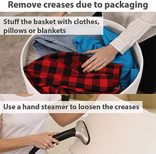 20x15 Inch Extra Large Round Cotton Rope Storage Basket with Lid, Decorative Woven Bin with Cover for Living Room Bedroom Closet, White - Image 5