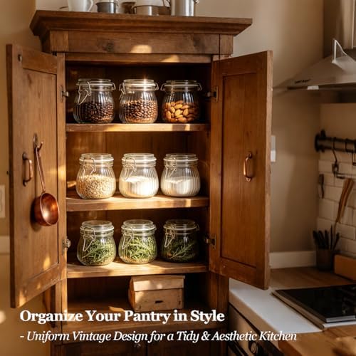 ComSaf Small Ribbed Glass Jars with Airtight Lids 17 oz 6 Pack Wide Mouth - Image 2