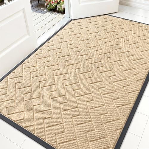 OLANLY Front Door Mat Outside 59x34, All-Season Absorbent Rubber Doormat by OLANLY
