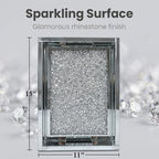 Large Vanity Tray for Perfume Organizer, 15x11 Inch Silver Mirror Tray with Handles, Crushed Diamond Tray for Bathroom Counter, Coffee Table Decor, Jewelry Display - Image 4