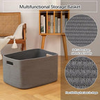 OIAHOMY 96L XXXLarge Woven Rectangle Blanket Basket Living Room Dark Grey - Image 5