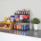 X-cosrack Stackable Wire Basket 3 Tier Countertop& Wall Mounted Metal Storage Basket for Kitchen Pantry Cabinet, Muti-functional Open Front Bin Organizer for Food Fruit Snack, Black - Image 2