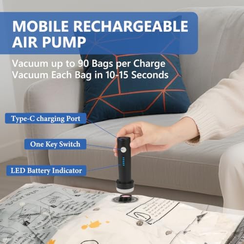 24 Pack Travel Vacuum Bags for Clothing with Rechargeable Wireless air Pump - Image 4