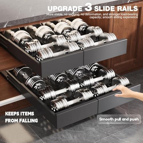 Seinloes Pull Out Cabinet Organizer,4-Side Expandable to Maximize Cabinet Space,Slide Out Drawers with 3 Rail Design,Roll Out Shelf with Raising Pad for Framed Cabinet,13"-21"W x 17"-24"D,Black,2 Pack - Image 3