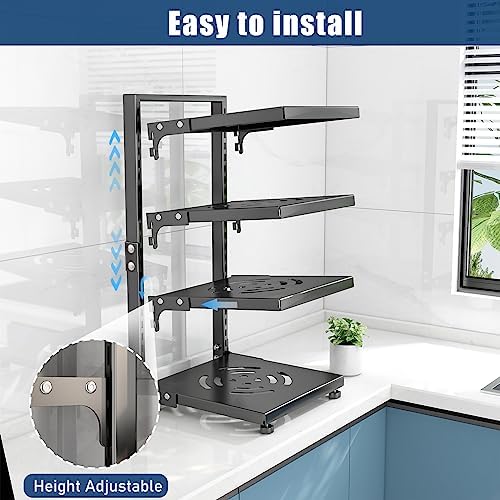 Pot Rack Organizers：CASONNIK 6+1-Tier Adjustable Heavy Duty Pan Organizer for Cabinet ，Multiple Use Modes，Pot Rack & Pan Rack for Kitchen Counter and Cabinet - Image 6