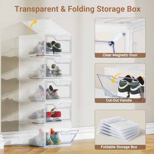 BROVIEW XX-Large Shoe Sneaker Storage Boxes for Size 14, 8 Pack Shoe Boxes - Image 5