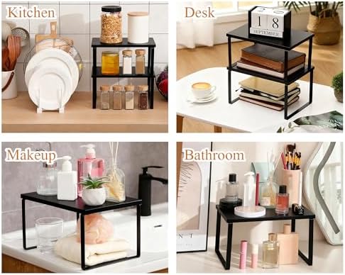 4 Pcs Kitchen Organizer Accessories Set for Cabinet, Black, 11.8 x 7.9'' - Image 7