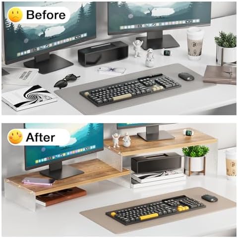 YGYQZ Adjustable Monitor Stand Riser, 9.4" ×19.3" Dual Monitor Desk Stand - Image 7