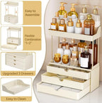 caktraie Bathroom Organizers and Storage - 3 Drawers 2 Tier Makeup Organizer, Cosmetic Storage Drawer for Dresser Countertop and Bathroom Vanity for Large Skincare, Perfume, Cream White - Image 6