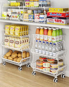 OKZEST 3-Tier Rolling Pantry Floor Organizers and Storage Cart with Wheels by OKZEST