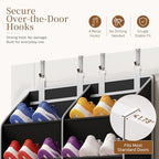 Criusia Over the Door Shoe Organizer, 20-30 Pairs Heavy-Duty Hanging Shoe Storage with Large Pockets, 10-Tier Door Shoe Rack with 4 Hooks for Sneakers Sandals Heels Boots (Black) - Image 4